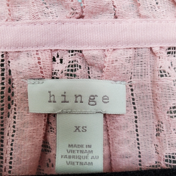 Hinge Lace Long Sleeve Romantic Tie Front Blouse - Picture 4 of 10